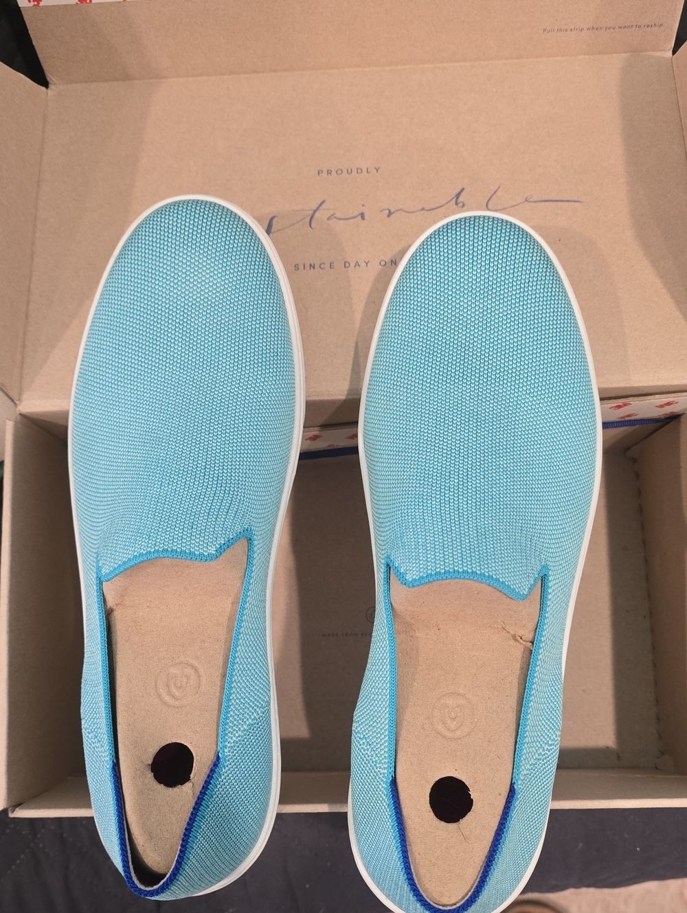 Rothy's Blue & White Slip-On Sneakers - Picture 2 of 6